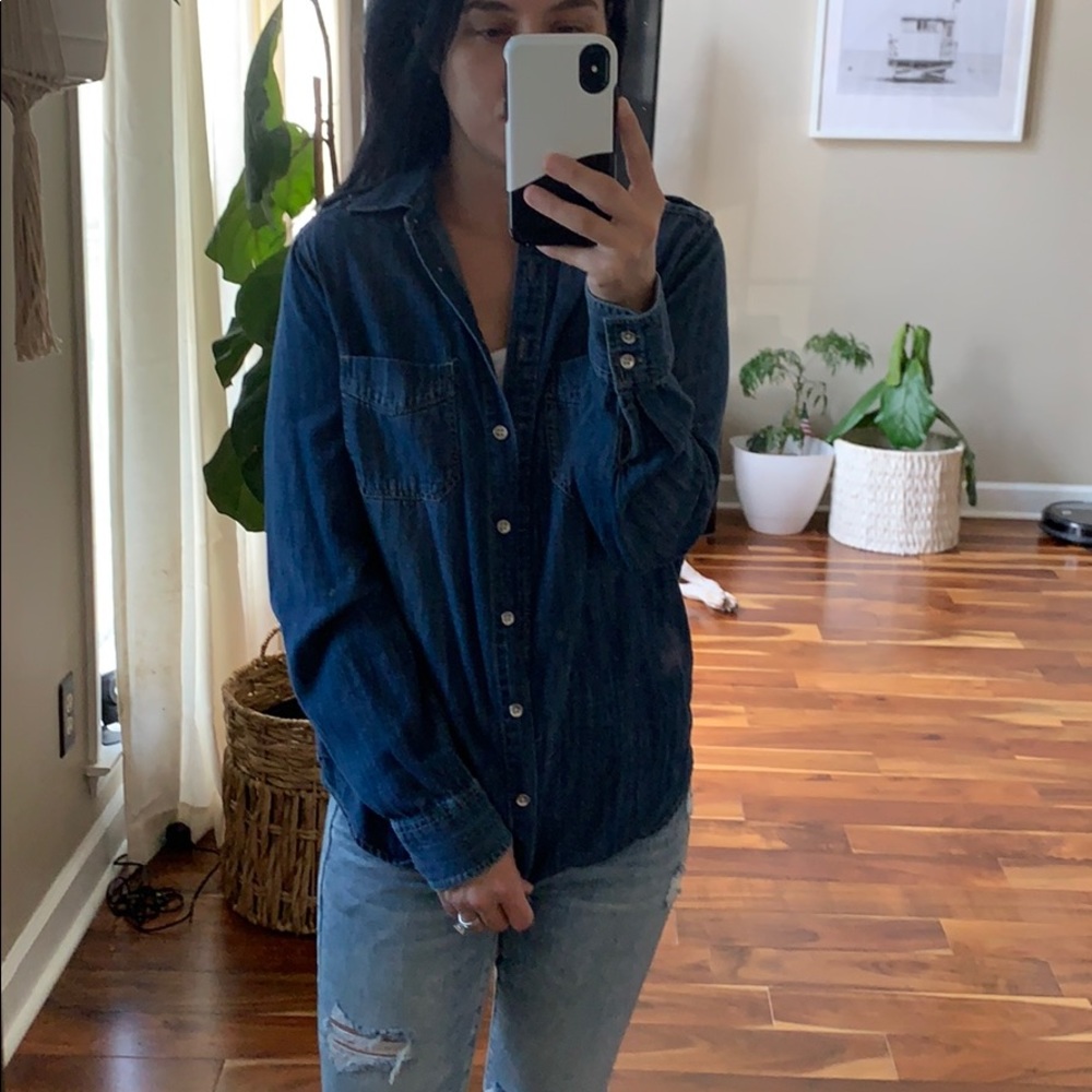 Chambray long sleeve button down boyfriend